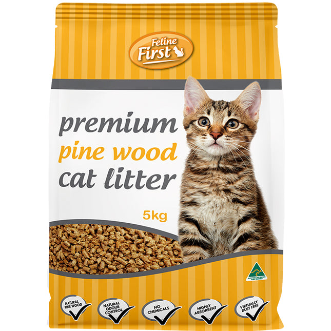 Feline First Premium Pine Wood Cat Litter 5kg