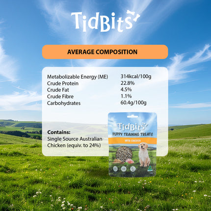 TidBits Puppy Training Treats 150g - Chicken