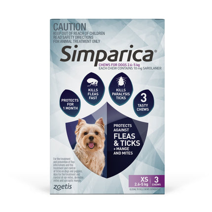 Simparica - Chews for Extra Small Dogs 2.6-5kg (3pk)