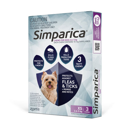 Simparica - Chews for Extra Small Dogs 2.6-5kg (3pk)