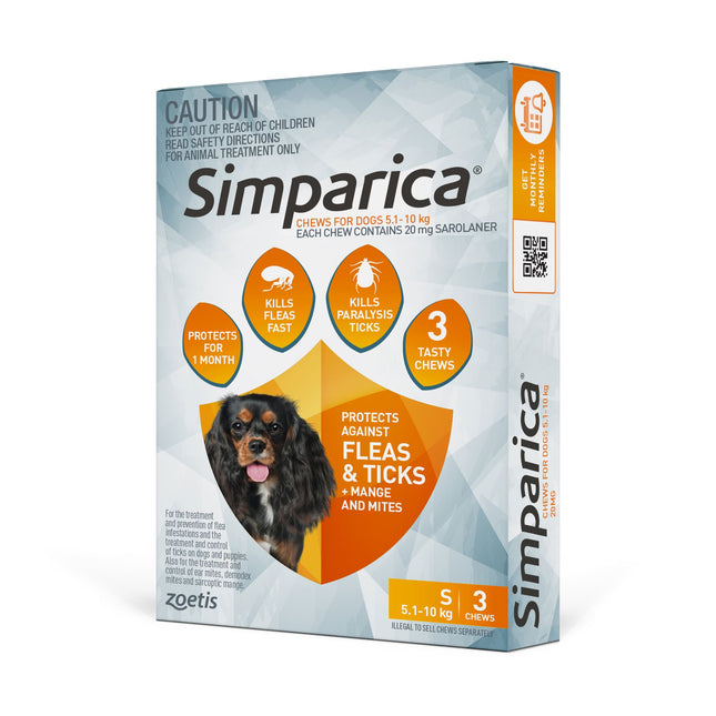 Simparica - Chews for Small Dogs 5.1-10kg (3pk)