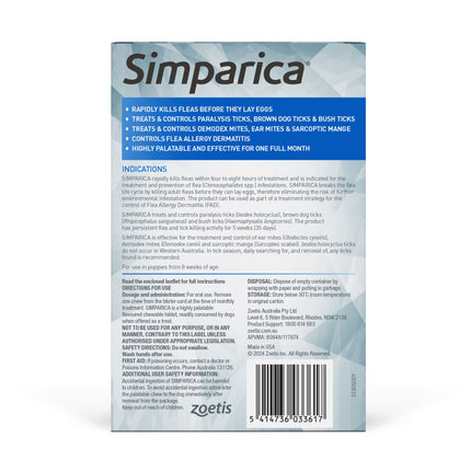 Simparica - Chews for Medium Dogs 10.1-20kg (3pk)