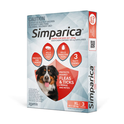 Simparica - Chews for Extra Large Dogs 40.1-60kg (3pk)