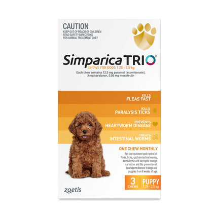 Simparica Trio - Chews for Puppies 1.25-2.5kg (3pk)