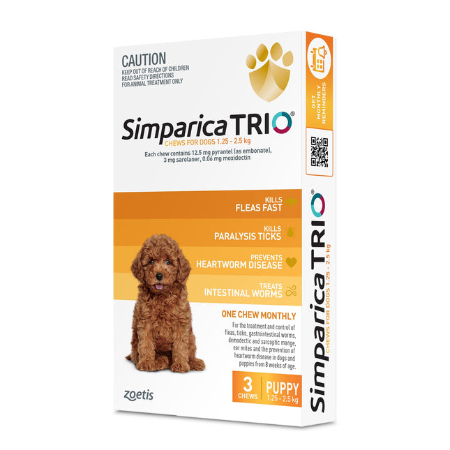 Simparica Trio - Chews for Puppies 1.25-2.5kg (3pk)