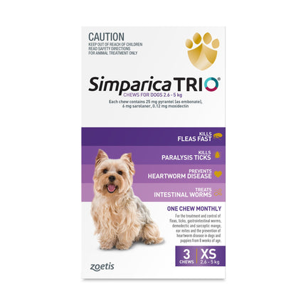 Simparica Trio - Chews for Dogs 2.6-5kg (3pk)