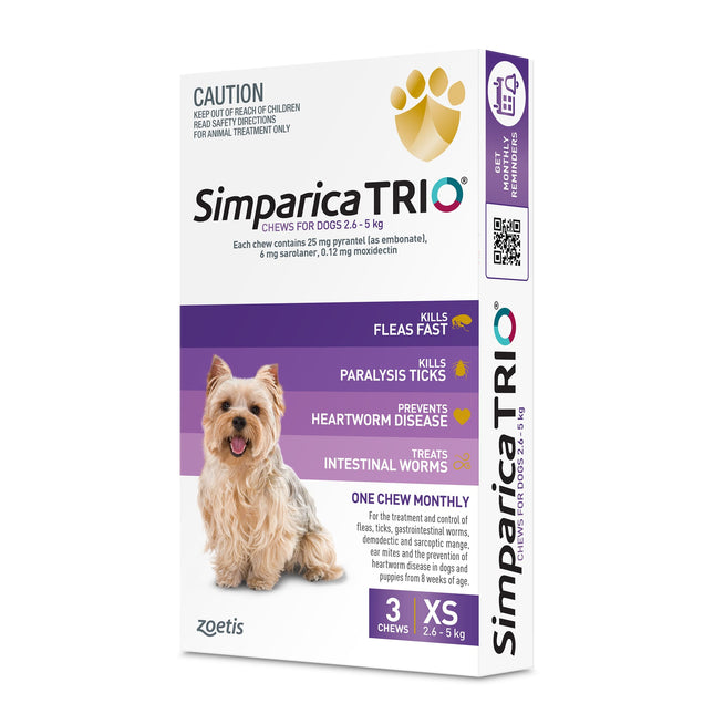 Simparica Trio - Chews for Dogs 2.6-5kg (3pk)