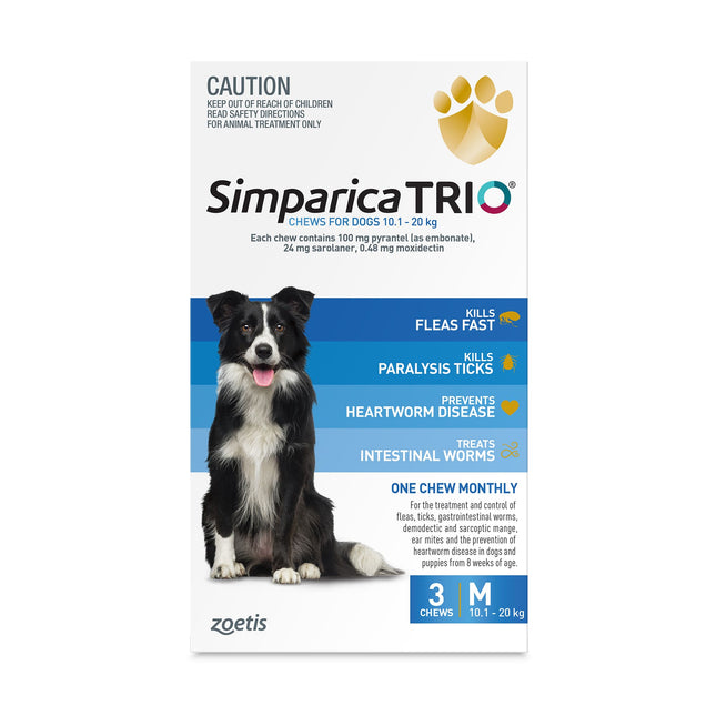 Simparica Trio - Chews for Dogs 10.1-20kg (3pk)