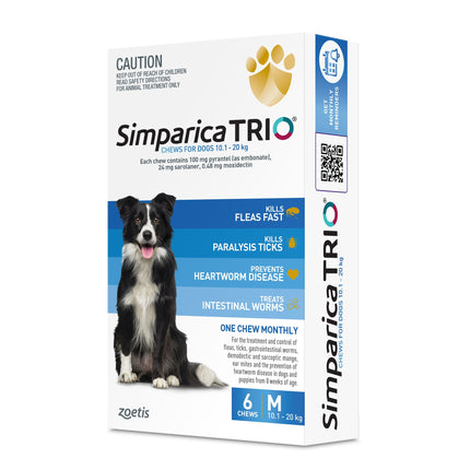 Simparica Trio - Chews for Dogs 10.1-20kg (6pk)