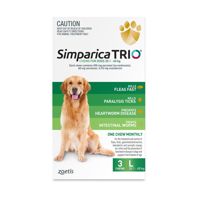 Simparica Trio - Chews for Dogs 20.1-40kg (3pk)