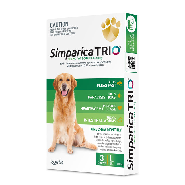 Simparica Trio - Chews for Dogs 20.1-40kg (3pk)