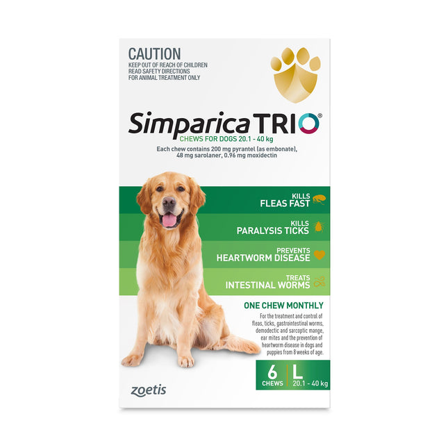 Simparica Trio - Chews for Dogs 20.1-40kg (6pk)