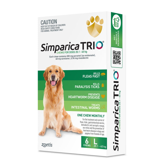 Simparica Trio - Chews for Dogs 20.1-40kg (6pk)