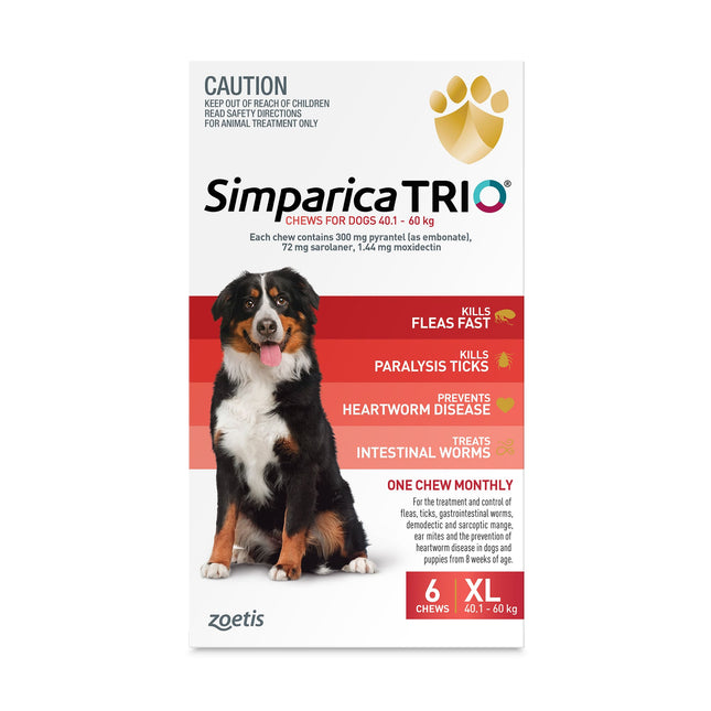 Simparica Trio - Chews for Dogs 40.1-60kg (6pk)