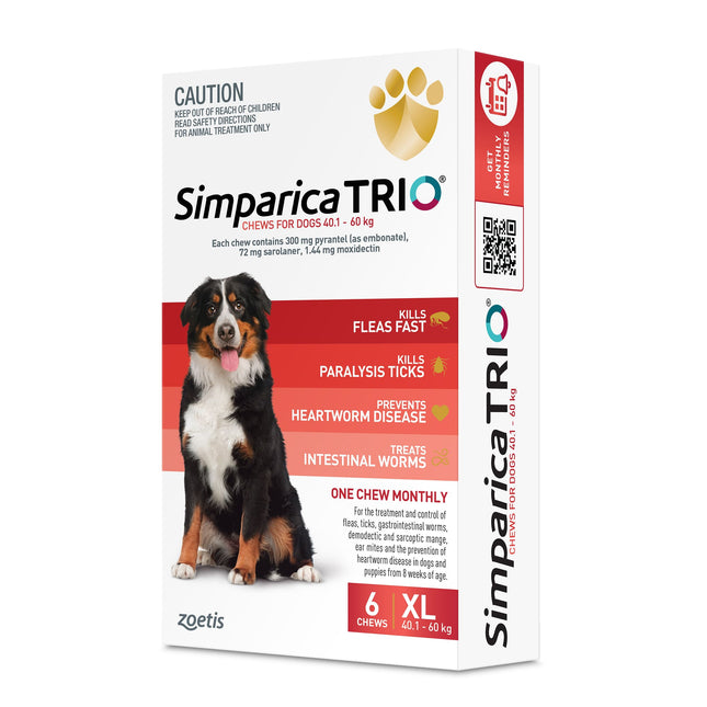 Simparica Trio - Chews for Dogs 40.1-60kg (6pk)