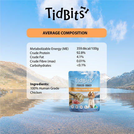 TidBits Freeze Dried Chicken Training Treats 50g