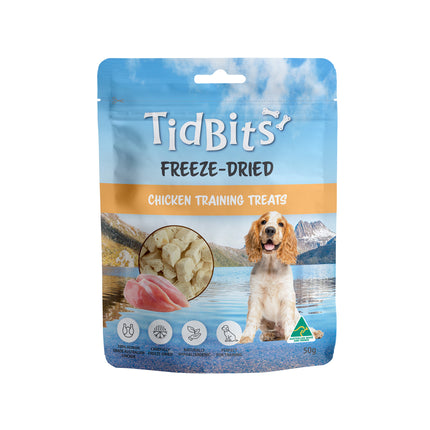 TidBits Freeze Dried Chicken Training Treats 50g
