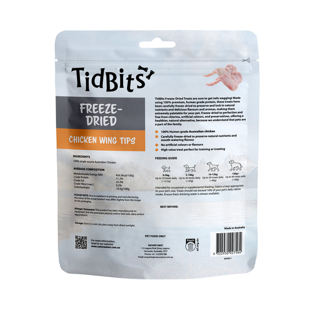 TidBits Freeze Dried Chicken Wing Tips 100g