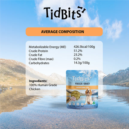 TidBits Freeze Dried Chicken Wing Tips 100g