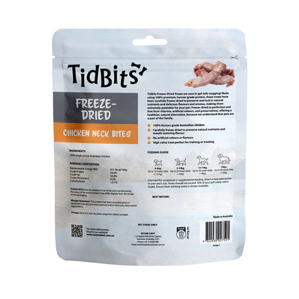 TidBits Freeze Dried Chicken Neck Bites 100g