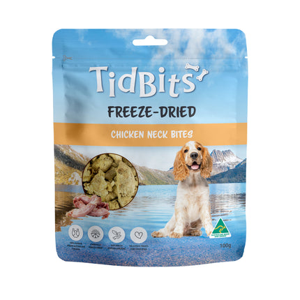 TidBits Freeze Dried Chicken Neck Bites 100g