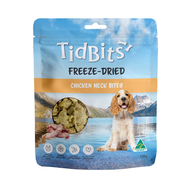 TidBits Freeze Dried Chicken Neck Bites 100g