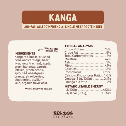 Big Dog - Allergy Friendly Kangaroo for Dogs (3kg)