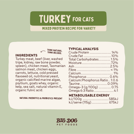 Big Dog - Turkey for Cats (1.38kg)