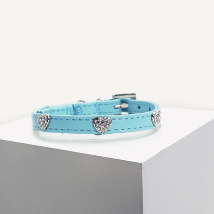 Dan & Sam - Vegan Leather Cat Collar (Blue Hearts)
