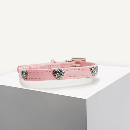 Dan & Sam - Vegan Leather Cat Collar (Blush Hearts)