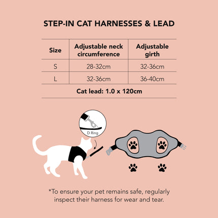 Dan & Sam - Cat Step-in Harness & Lead (Lahana) - Large
