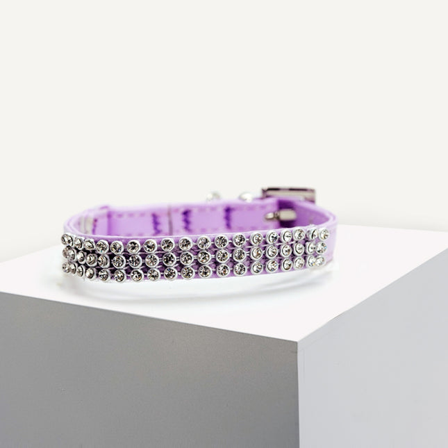 Dan & Sam - Vegan Leather Cat Collar (Lilac Diamante)