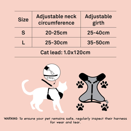Dan & Sam - Cat Step-in Harness & Lead (Wild One) - Small