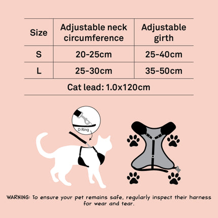 Dan & Sam - Cat Step-in Harness & Lead (Lahana) - Small