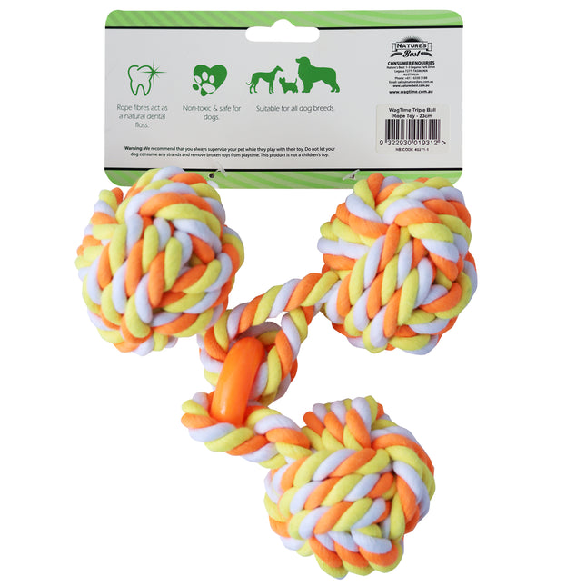 WagTime - Triple Ball Rope Toy (23cm)