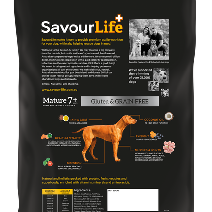 SavourLife - Grain Free Chicken Mature 7+ Dog Dry Food (2.5kg)