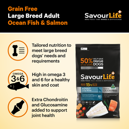 SavourLife - Grain Free Ocean Fish Large Breed Dog Dry Food (15kg)