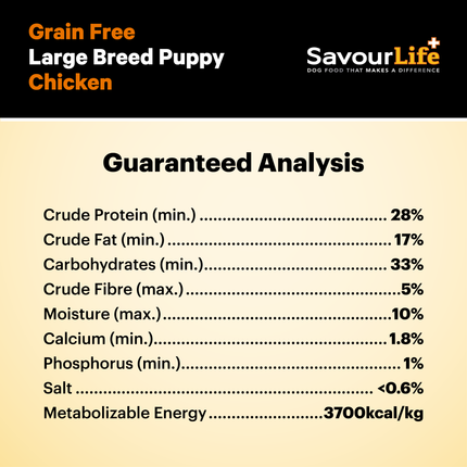 SavourLife - Grain Free Chicken Large Breed Puppy Dog Dry Food (15kg)
