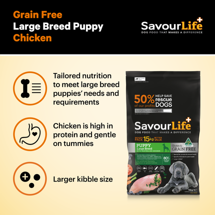 SavourLife - Grain Free Chicken Large Breed Puppy Dog Dry Food (15kg)