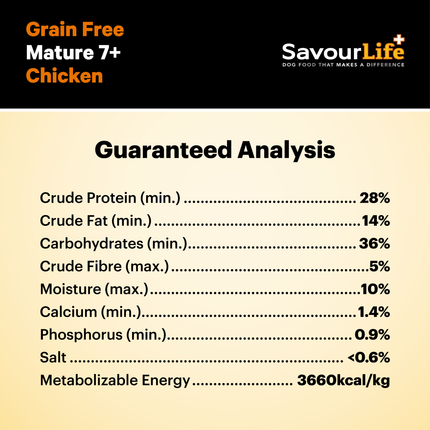 SavourLife - Grain Free Chicken Mature 7+ Dog Dry Food (2.5kg)