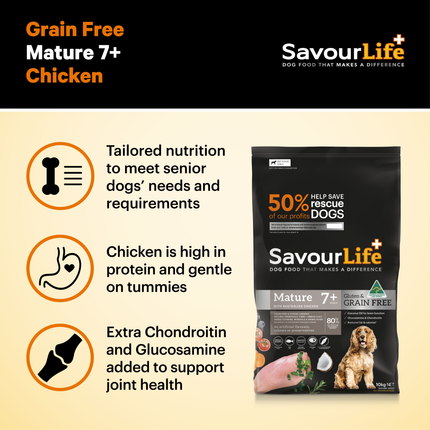SavourLife - Grain Free Chicken Mature 7+ Dog Dry Food (2.5kg)