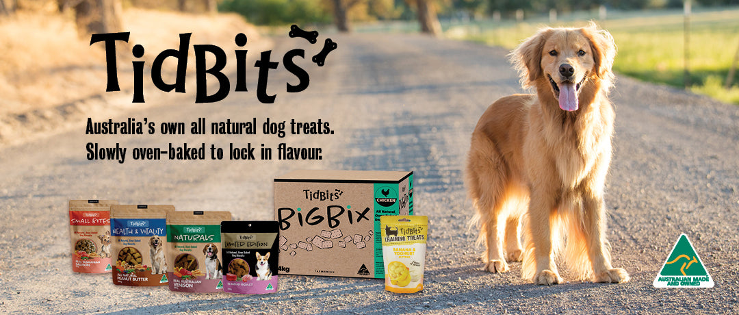 TidBits is Australia's own all natural dog treats. Slow oven-baked to lock in flavour. Click here to shop the range!