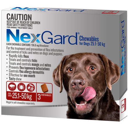 NexGard Chewables Dog - 25.1-50kg (3pk)