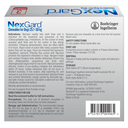 NexGard Chewables Dog - 25.1-50kg (3pk)
