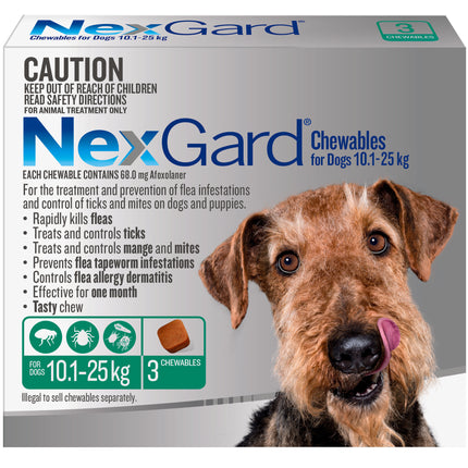 NexGard Chewables Dog - 10.1-25kg (3pk)