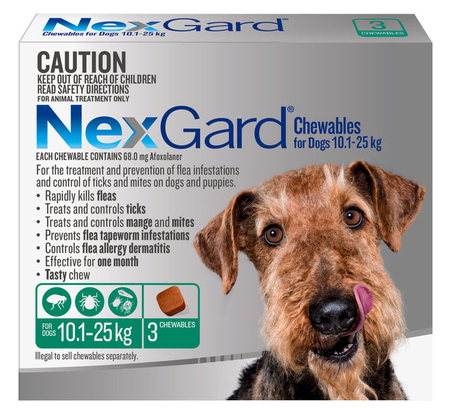 NexGard Chewables Dog - 10.1-25kg (3pk)