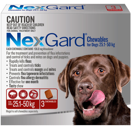 NexGard Chewables Dog - 25.1-50kg (3pk)