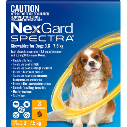 NexGard Spectra - Chewables for Dogs (3.6-7.5kg) (3pk)