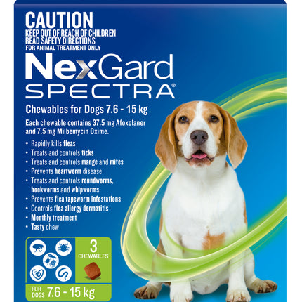 NexGard Spectra - Chewables for Dogs (7.6-15kg) (3pk)