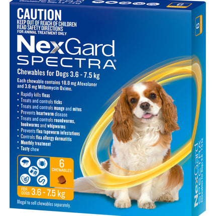 NexGard Spectra - Chewables for Dogs (3.6-7.5kg) (6pk)